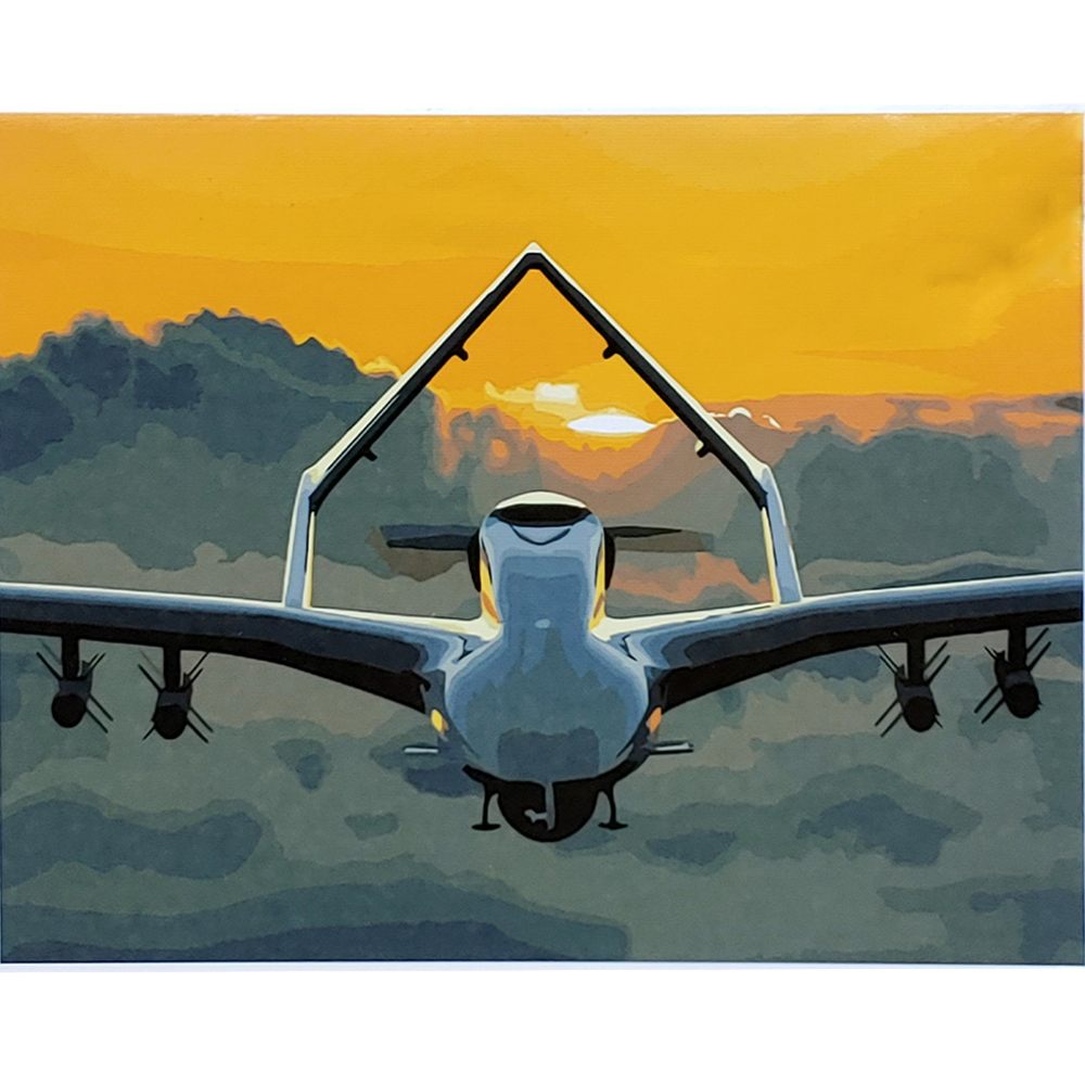 Фото, Відеоогляди картина за номерами strateg преміум байрактар на заході сонця з лаком розміром 40х50 см (sy6937)