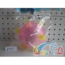 Мяч 6503 (168шт) муз, свет, на бат-ке, вибро, в кульке, 13см
