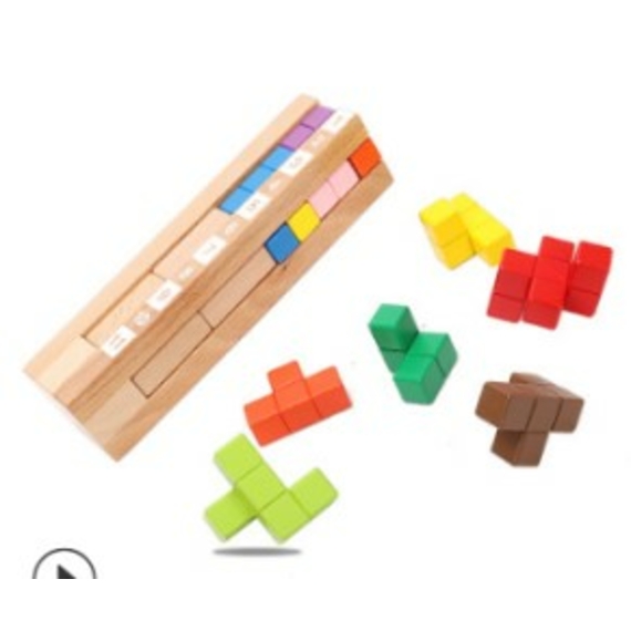 Дитяча гра Вежа мозку дерев'яна іграшка монтесорі 3д пазли логічна будівельні блоки 3D конструктор для дітей