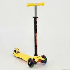 Самокат 466-113 / А 24634 Best Scooter MAXI (8) ЖЕЛТЫЙ, пластмассовый, свет. колеса PU, трубка руля