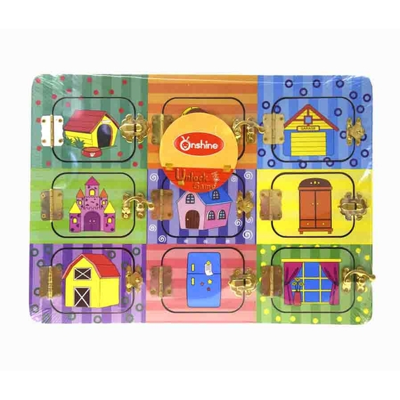 Бізіборд Веселі дверцята із замками M02999, дерев’яна іграшка, на різних засувках, монтессорі, розвиваюча