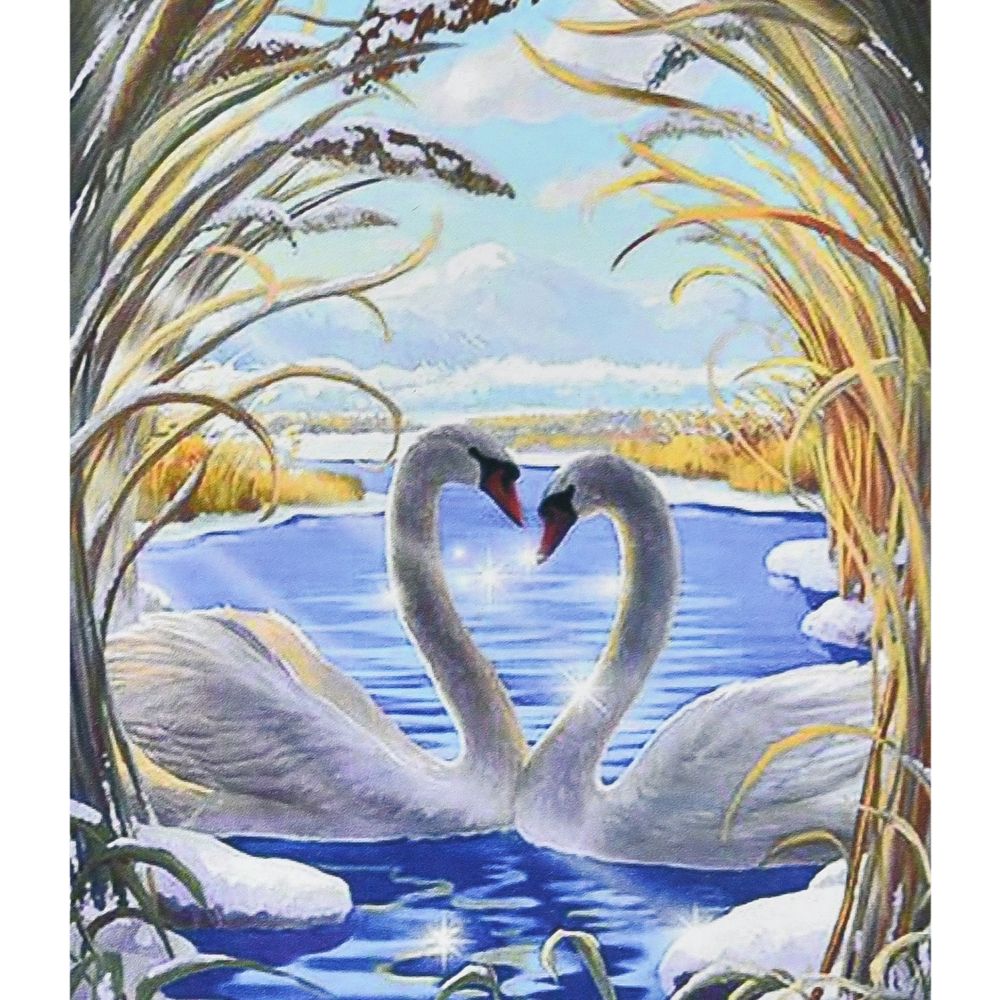 Фото, Відеоогляди алмазна мозаїка strateg преміум любов лебедів розміром 30х40 см (heg84461)