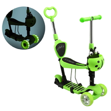 Дитячий самокат-біговел універсальний 5 в 1 з сидінням, батьківською ручкою, кошиком 806960 Зелений