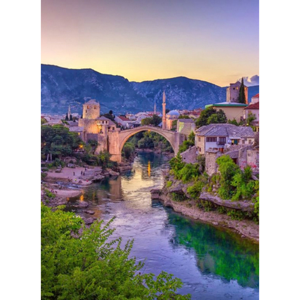 Фото, Відеоогляди алмазна мозаїка strateg преміум мостарський міст без підрамника розміром 50х65 см  (sgk86076)