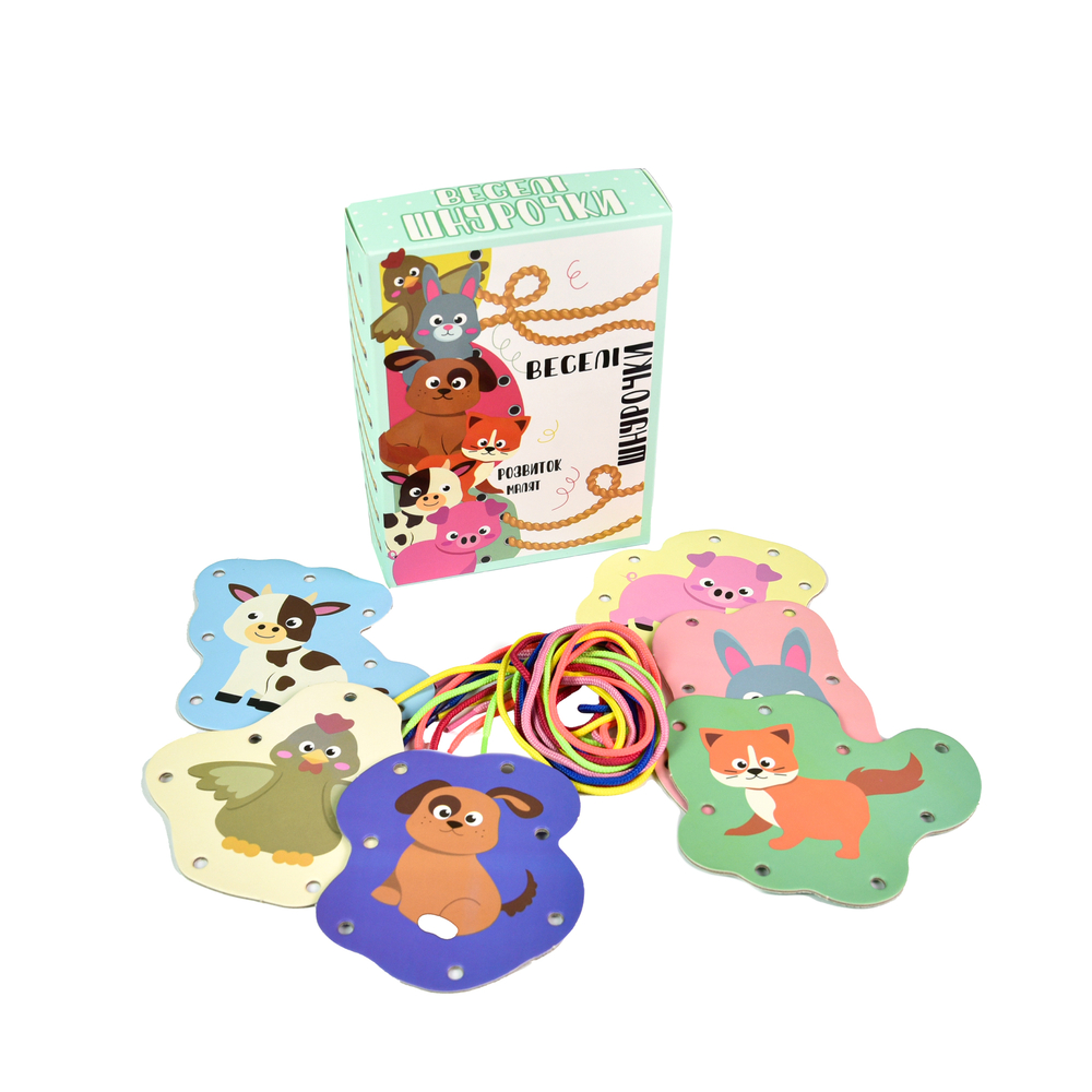 Фото, Відеоогляди настільна гра strateg веселі шнурочки тварини українською мовою (30522)