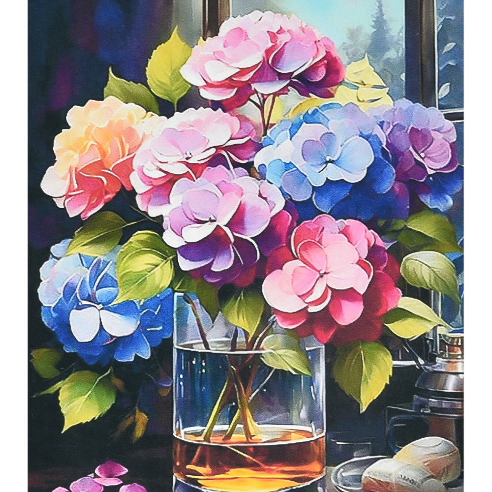 Фото, Видеообзоры алмазна мозаїка strateg преміум гортензія в яскравих кольорах розміром 40х50 см (sk88238)