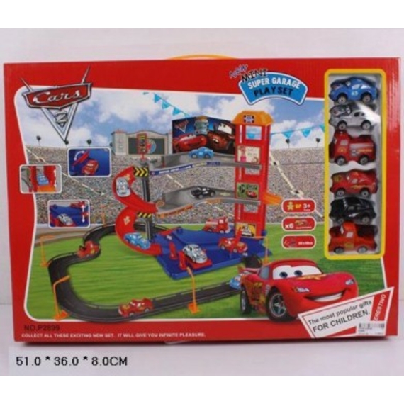 Гараж P 2899 (12шт) Тачки 2, 3 этажа, 6 машинок, в кор-ке, 51-36-8см