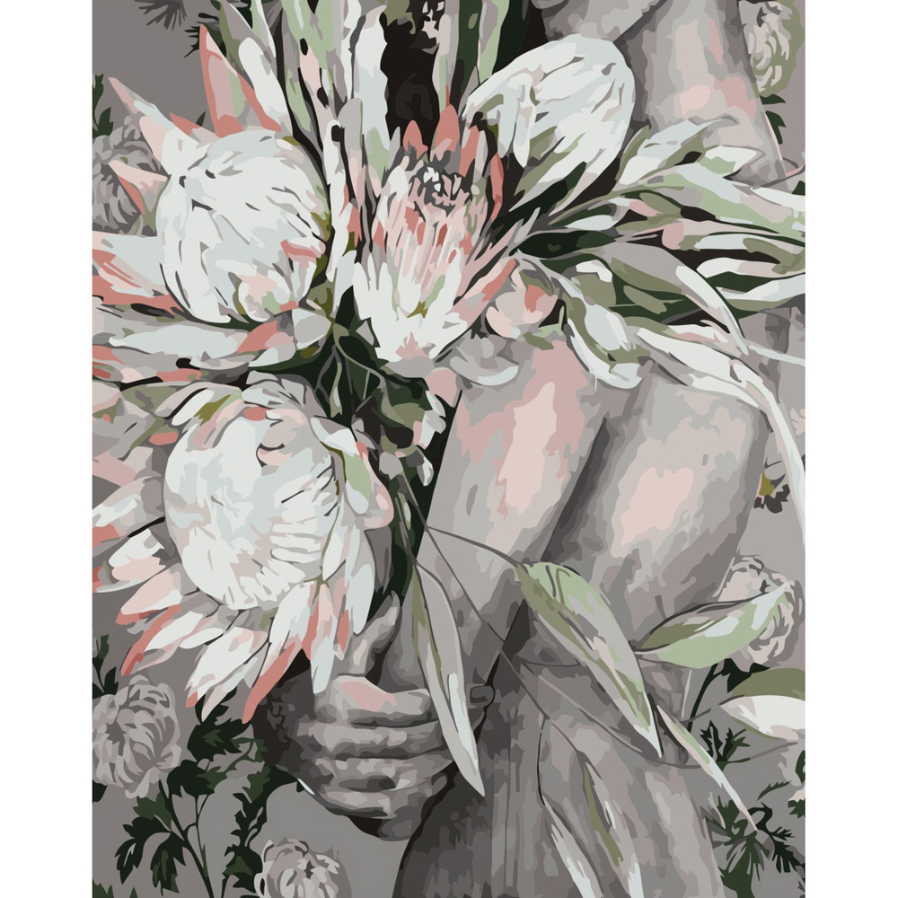 Фото, Відеоогляди картина за номерами strateg преміум букет протеї в обіймах з лаком розміром 40х50 см va-3344