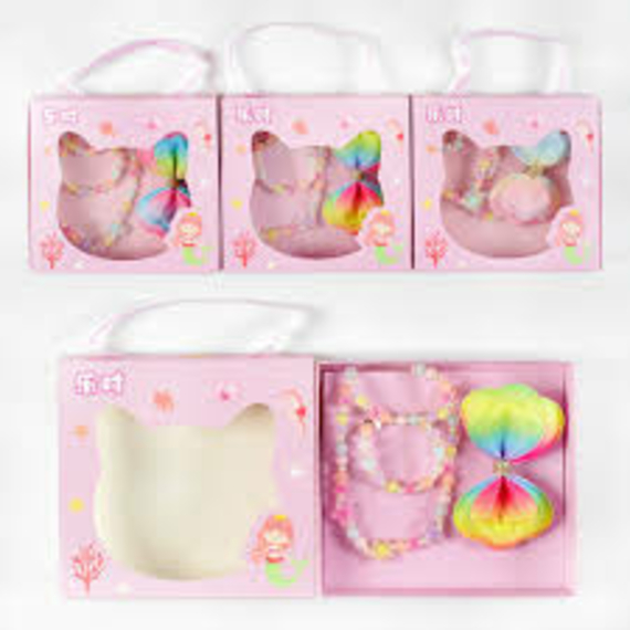 Набір прикрас С63936 (260) 3 види, шпилька для волосся, намисто, браслет, в коробці