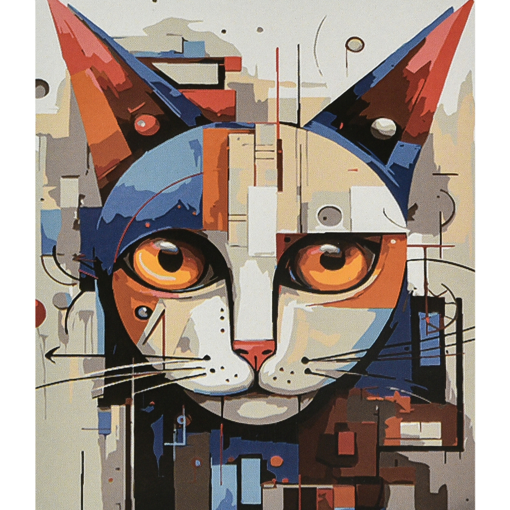 Фото, Відеоогляди картина за номерами strateg преміум кіт у світі абстракції з лаком та рівнем розміром 40х50 см (va-4672)