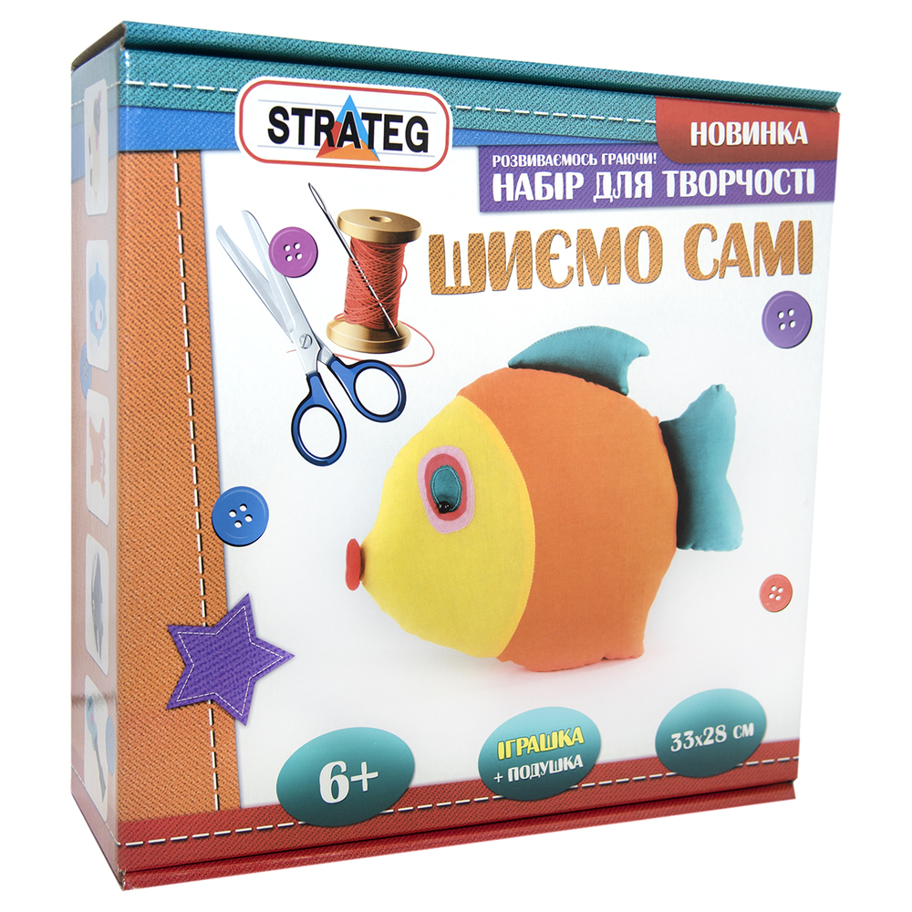 Фото, Видеообзоры набір для творчості strateg шиємо самі рибка українською мовою (іп-06)