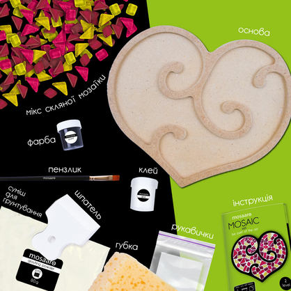 Фото, Видеообзоры набір для творчості mosaaro кришталеве скло мозаїка "сердце" ma2005