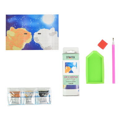 Фото, Видеообзоры алмазна мозаїка strateg преміум любляча пара котиків без підрамника розміром 10х15 см (yab14422)