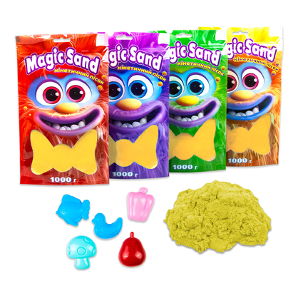 Фото, Відеоогляди кінетичний пісок strateg magic sand в пакеті 39404-5 жовтий, 1 кг