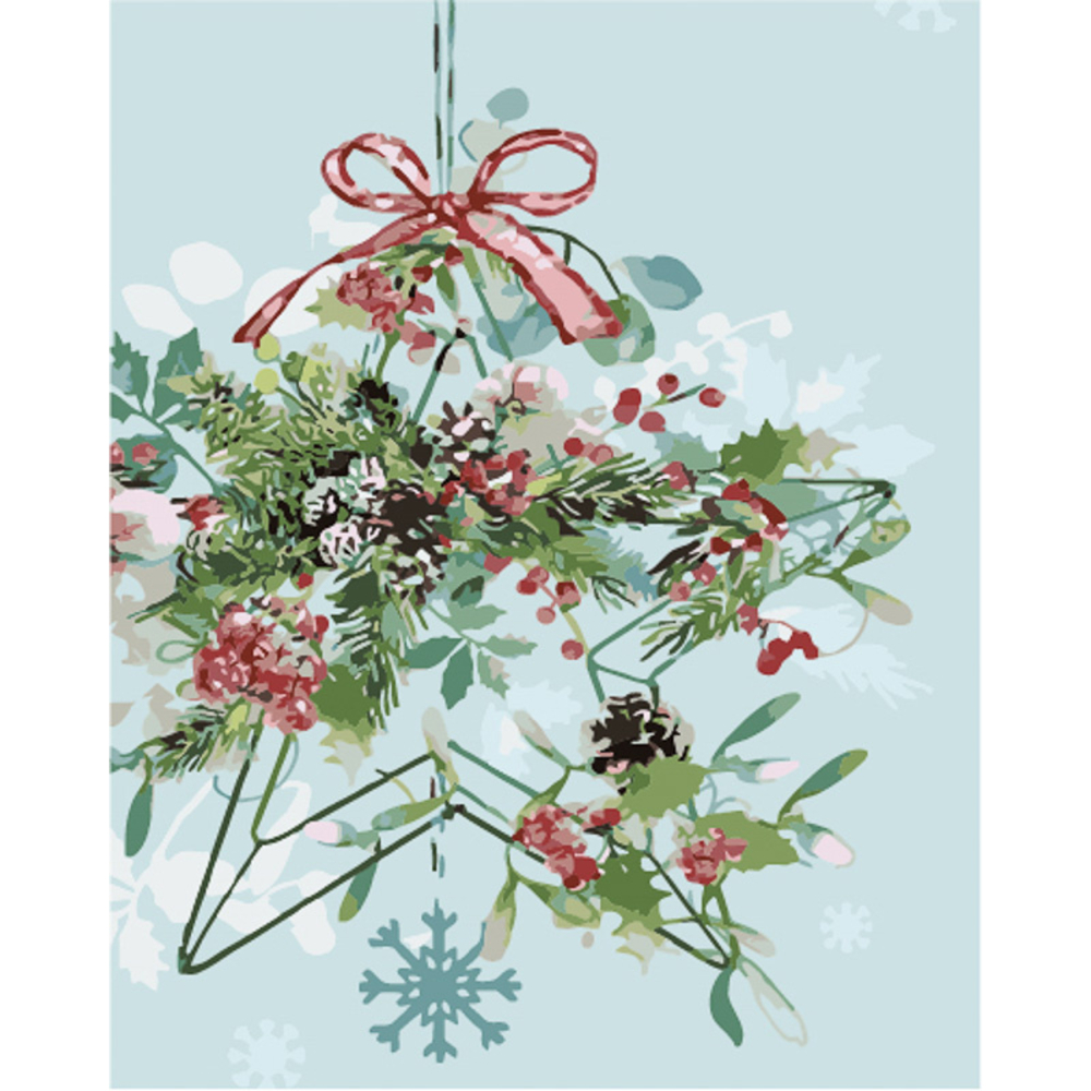 Фото, Відеоогляди картина за номерами strateg преміум новорічна прикраса з лаком та з рівнем розміром  40х50 см (gs1585)