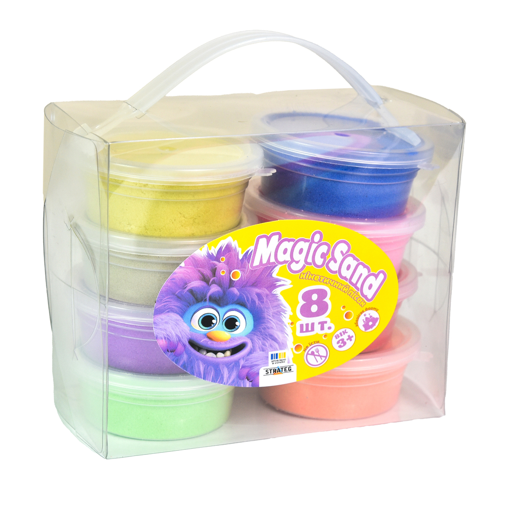 Фото, Видеообзоры набір кінетичного піску "magic sand" 8 шт strateg (39406)
