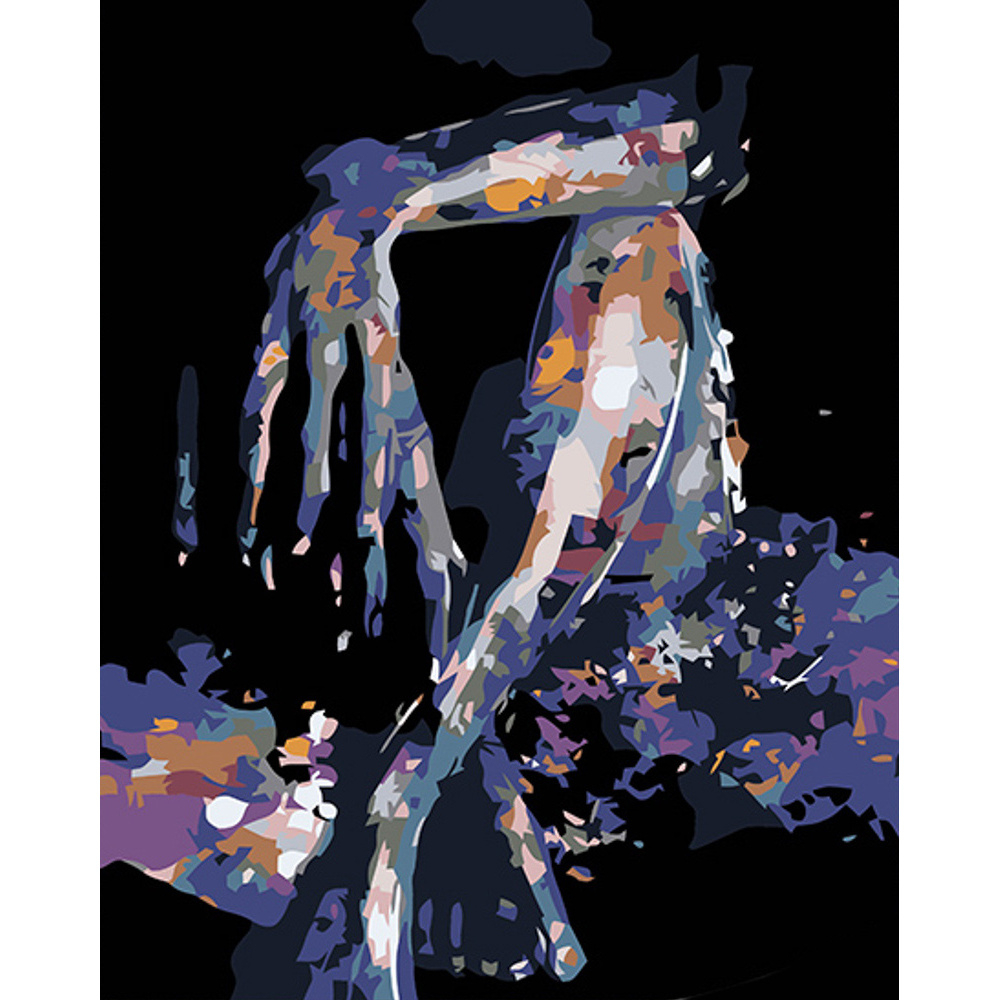 Фото, Видеообзоры картина за номерами strateg преміум дівчина в тіні на чорному фоні розміром 40х50 см (ah1038)