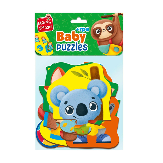 Пазли максі Vladi Toys картонні з грою Малюк Зможе «Тварини. Іграшки» VT1722-23