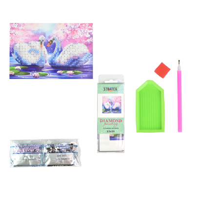 Фото, Відеоогляди алмазна мозаїка strateg преміум кохання як у лебедів без підрамника розміром 10х15 см (yab28575)