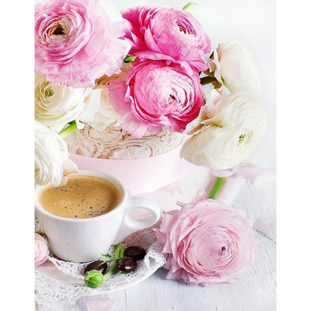 Фото, Видеообзоры алмазна мозаїка strateg преміум ранкова кава без підрамника розміром 40х50 см  (jsfh85899)