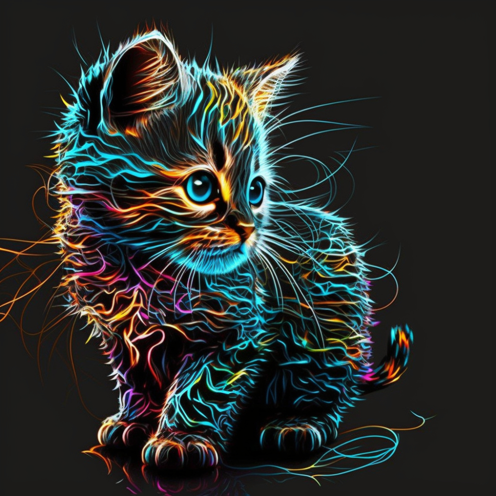 Фото, Видеообзоры картина за номерами strateg преміум барвисте маленьке кошеня на чорному фоні розміром 40х40 см (av4040-18)