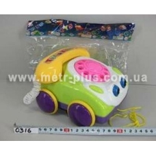 Каталка 0316 (48шт) машина - телефон, в кульке, 18-17см