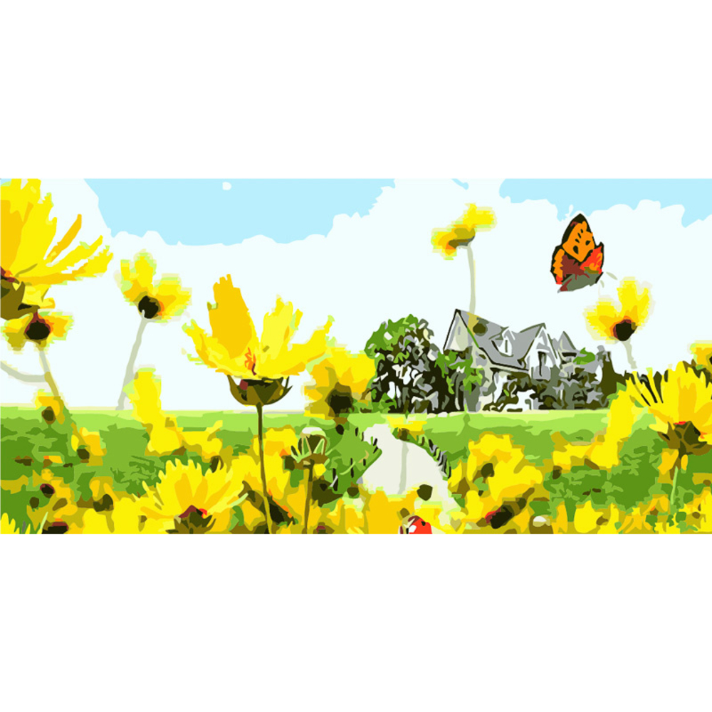 Фото, Відеоогляди картина за номерами strateg преміум будиночок у полі strateg розміром 50х25 см (ww062)