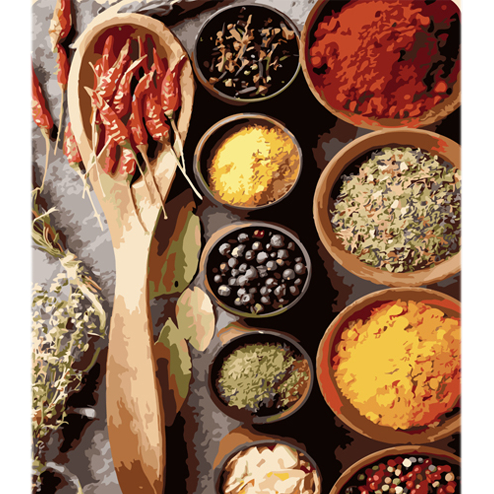 Фото, Відеоогляди картина за номерами strateg набір спецій на кольоровому фоні розміром 40х50 см (mz007)