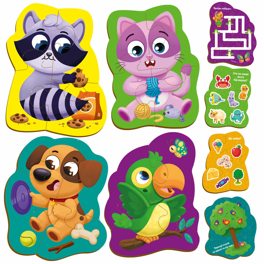 Фото, Відеоогляди гра розвиваюча vladi toys пазли картонні з грою. хатні улюбленці. vt1722-25