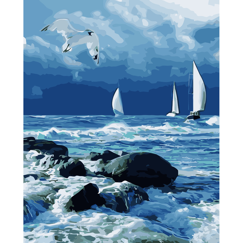Фото, Відеоогляди картина за номерами strateg преміум вітрильники на морі з лаком розміром 40х50 см va-3625