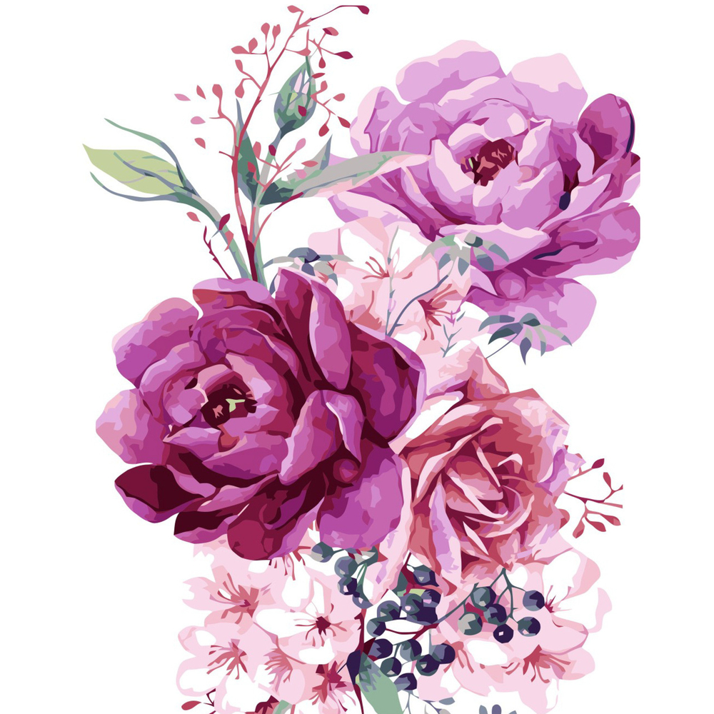 Фото, Видеообзоры картина за номерами strateg преміум букет рожевих квітів з лаком розміром 40х50 см va-3302