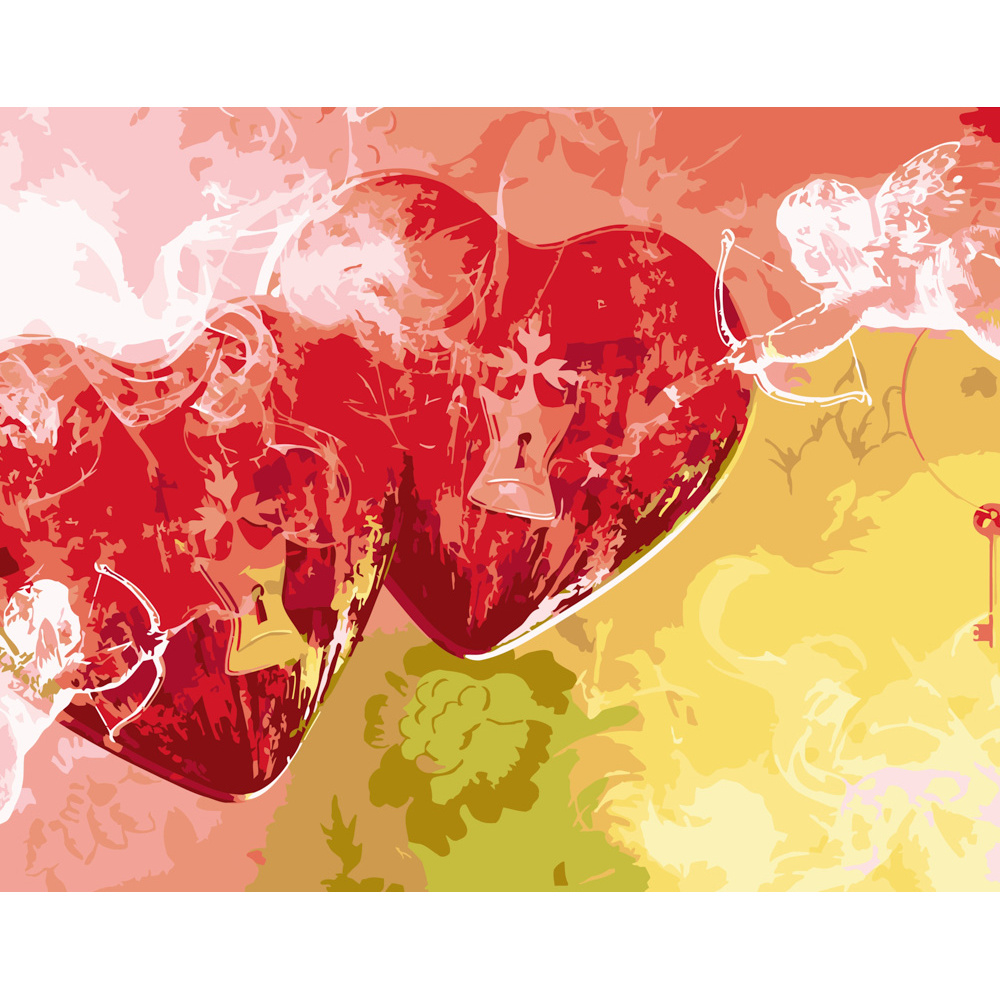 Фото, Видеообзоры картина за номерами strateg преміум купідон розміром 40х50 см (dy210)