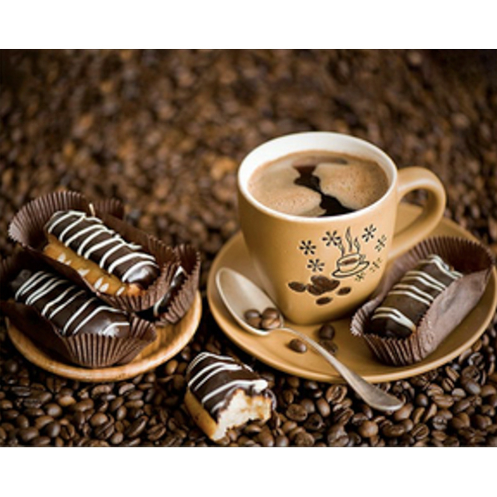 Фото, Відеоогляди алмазна мозаїка strateg преміум кава з солодощами розміром 40х50 см  (sk86022)