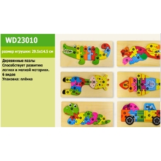 Дерев WD 23010 (88шт) вкладиш пазл  6 видів в плівці 29,5*14,5*1,5см