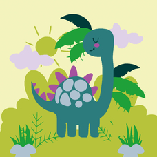 Картина за номерами Strateg Динозаврик розміром 20х20 см (HH7087) Картина за номерами Strateg Динозаврик розміром 20х20 см (HH7087)