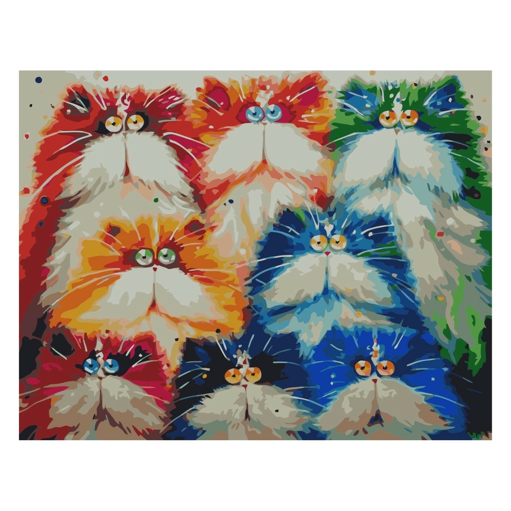 Фото, Відеоогляди картина за номерами strateg преміум барвисті аквареллю котики з лаком розміром 40х50 см va-0272