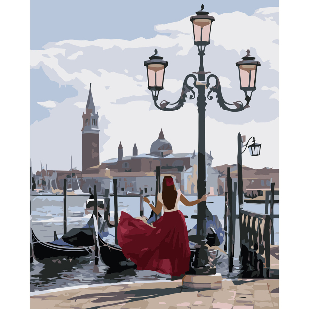 Фото, Видеообзоры картина за номерами strateg преміум перед площею венеції з лаком розміром 40х50 см va-3688