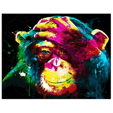 Картина за номерами Strateg ПРЕМІУМ Поп-арт: Яскрава мавпочка з лаком розміром 40х50 см VA-2051