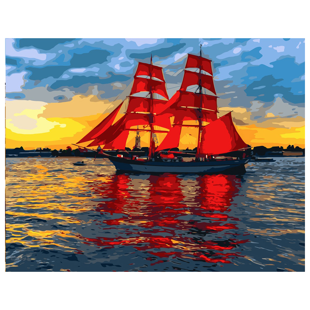 Фото, Видеообзоры картина за номерами strateg преміум багряні вітрила з лаком розміром 40х50 см va-1819
