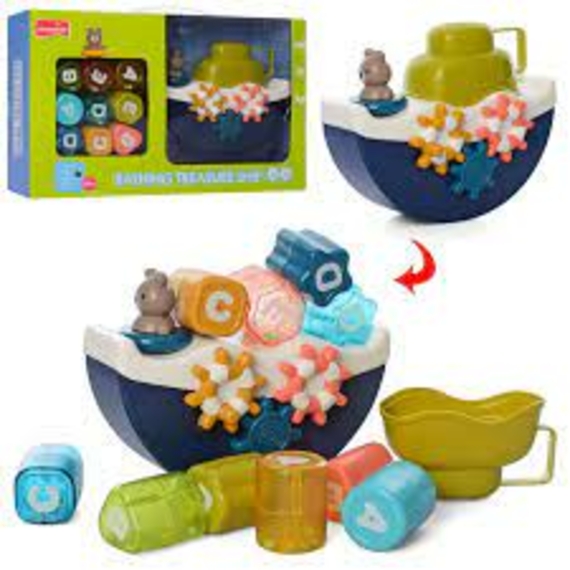 Гра для купання 1162 (20шт) кораблик-лійка 20см, фігури-брязкальце, шемтерні, в коробці