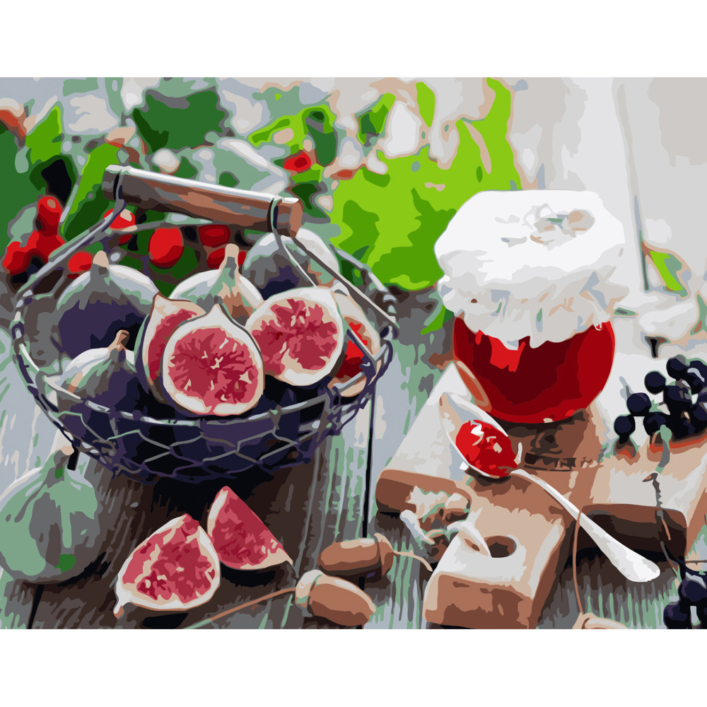 Фото, Відеоогляди картина за номерами strateg преміум натюрморт з інжиром з лаком розміром 40х50 см va-3009