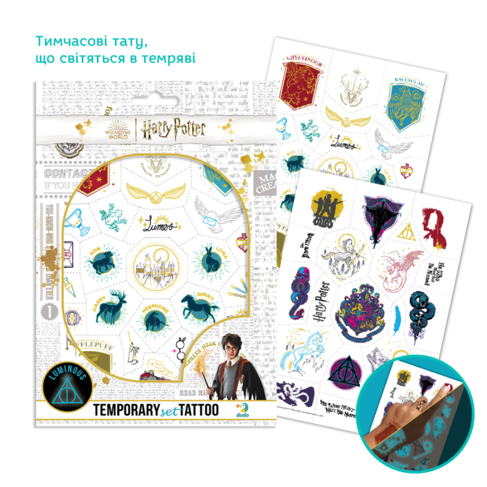 Фото, Видеообзоры набір дитячих тимчасових татуювань dodo harry potter символи