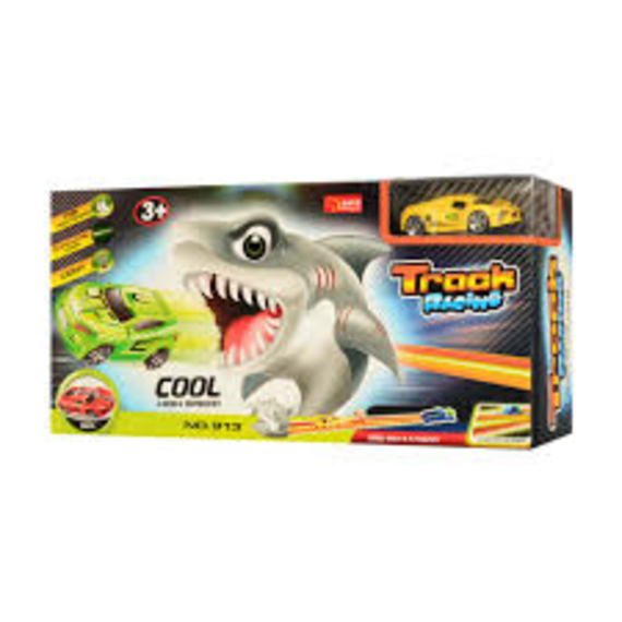 Трек 913 акула,світиться в темряві,машинка 7см,мікс кольорів, бат.,в кор.