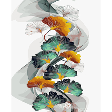 Картина за номерами Strateg ПРЕМІУМ Листочки гінкго з лаком розміром 40х50 см (SY6793)