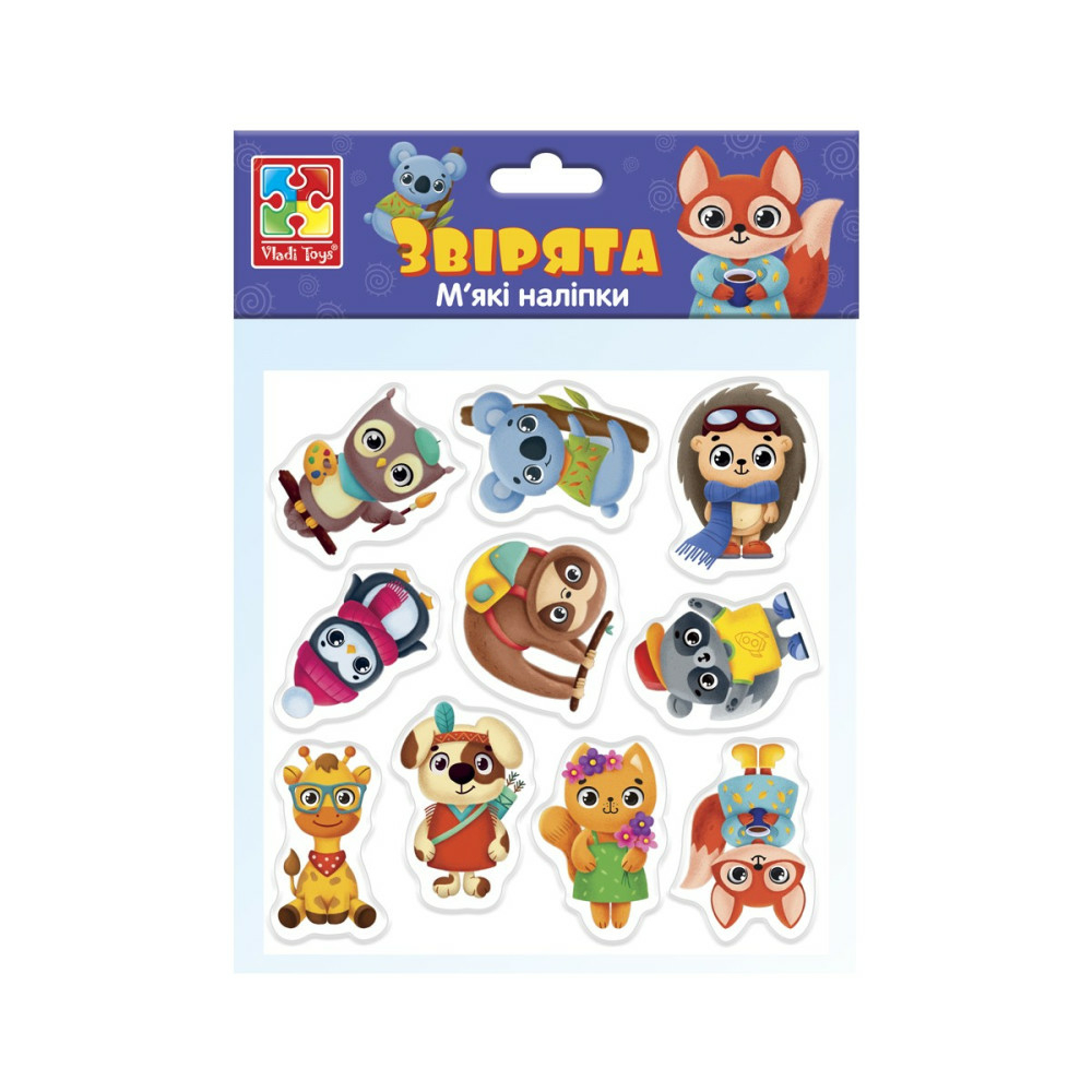 Фото, Видеообзоры набір для творчості м'які наліпки «звірята» vladi toys vt4210-10