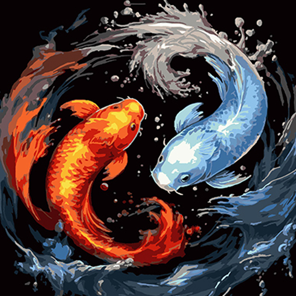 Фото, Видеообзоры картина за номерами strateg преміум символічний образ риб на чорному фоні розміром 40х40 см (av4040-50)