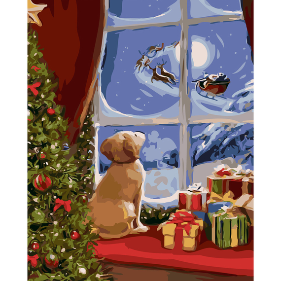 Картина за номерами Strateg ПРЕМІУМ Різдво наближається з лаком розміром 40х50 см SY6267