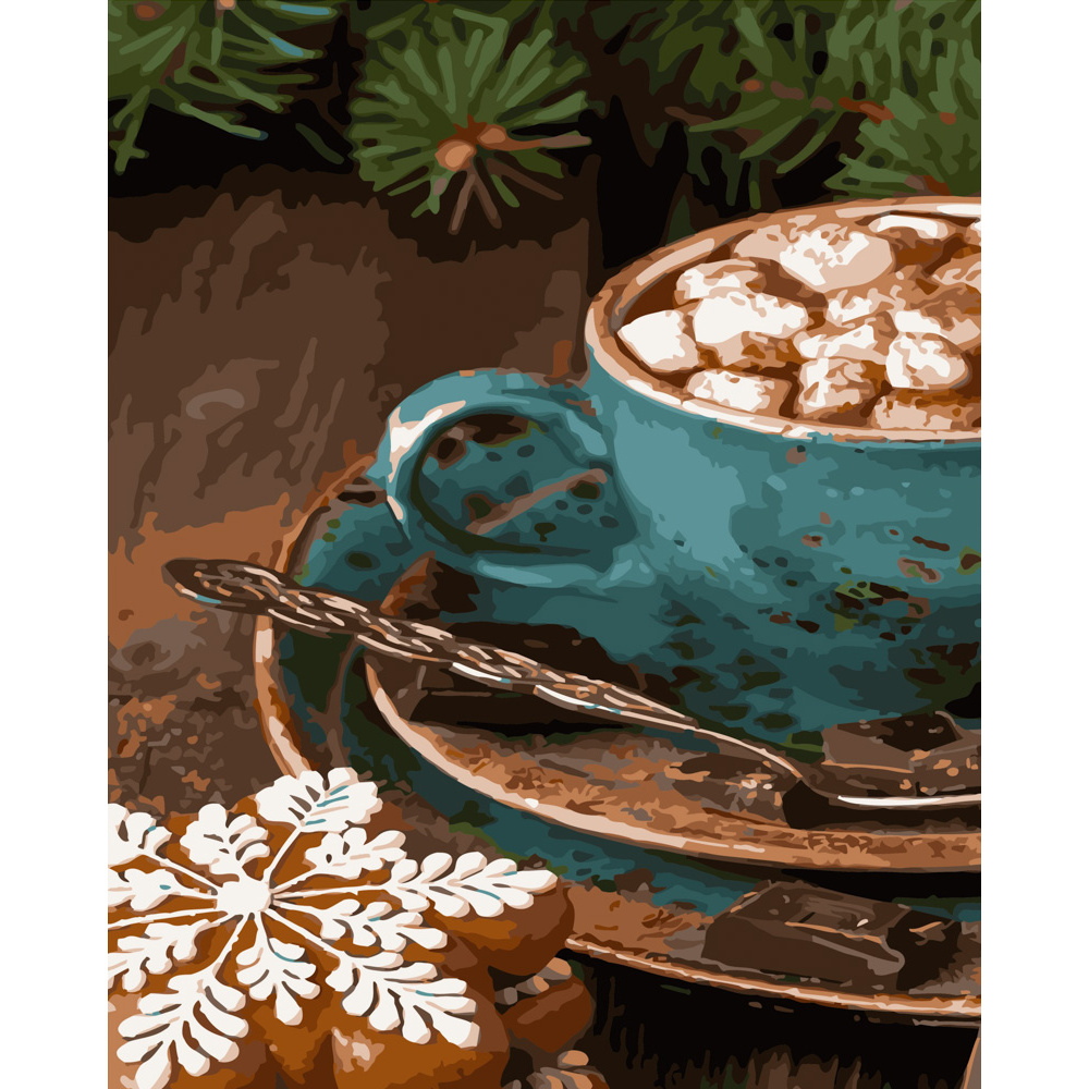 Фото, Видеообзоры картина за номерами strateg преміум какао із зефірками розміром 40х50 см (gs494)