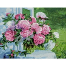 Алмазна мозаїка Strateg ПРЕМІУМ Барвисті півонії 40х50 см FA40047 Алмазна мозаїка Strateg ПРЕМІУМ Барвисті півонії 40х50 см FA40047