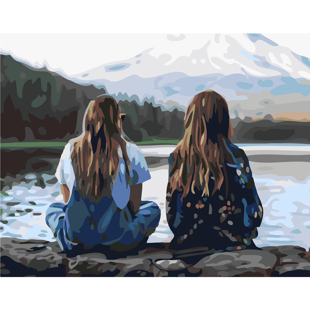 Фото, Видеообзоры картина за номерами strateg преміум дівчатка на березі з лаком розміром 40х50 см sy6338